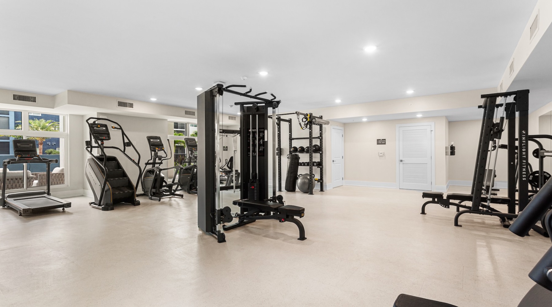 a gym with exercise equipment