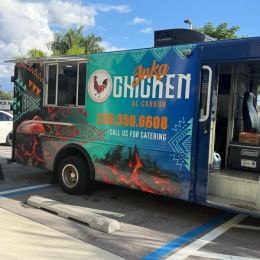 food truck in front of apartment