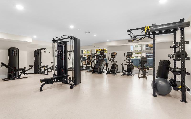 a gym with exercise equipment